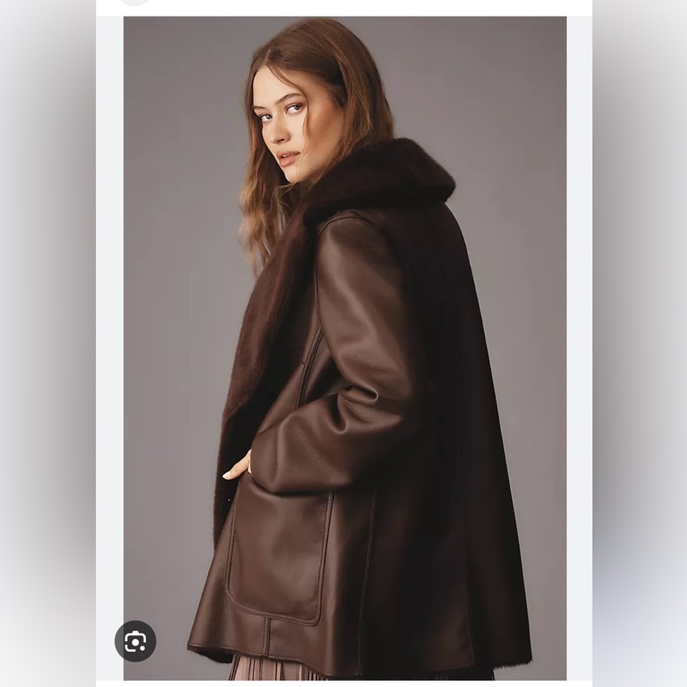 Lamarque Black Leather Double-Breasted Reversable Jacket